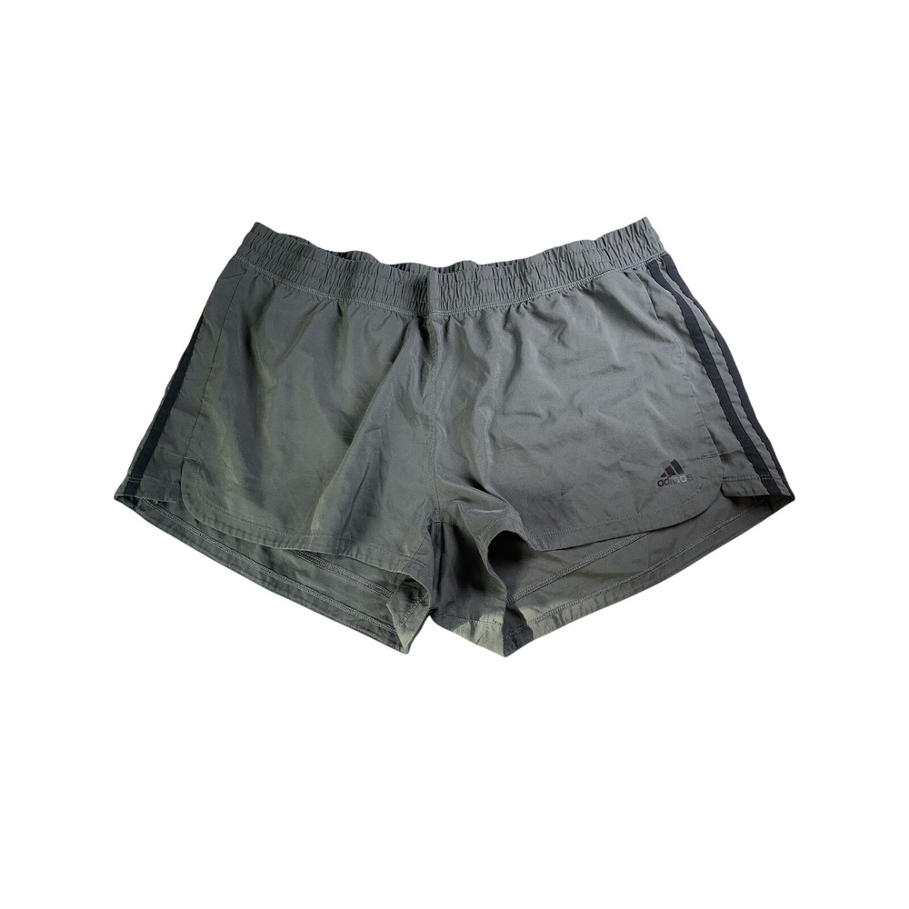 Adidas Aeroready Running Shorts Womens‎ XL Grey Black 3 Stripe Athletic Preloved